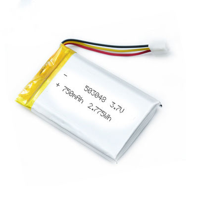 PWB do conector do fio de ROHS 503048 750 MAh Lipo Polymer Battery With